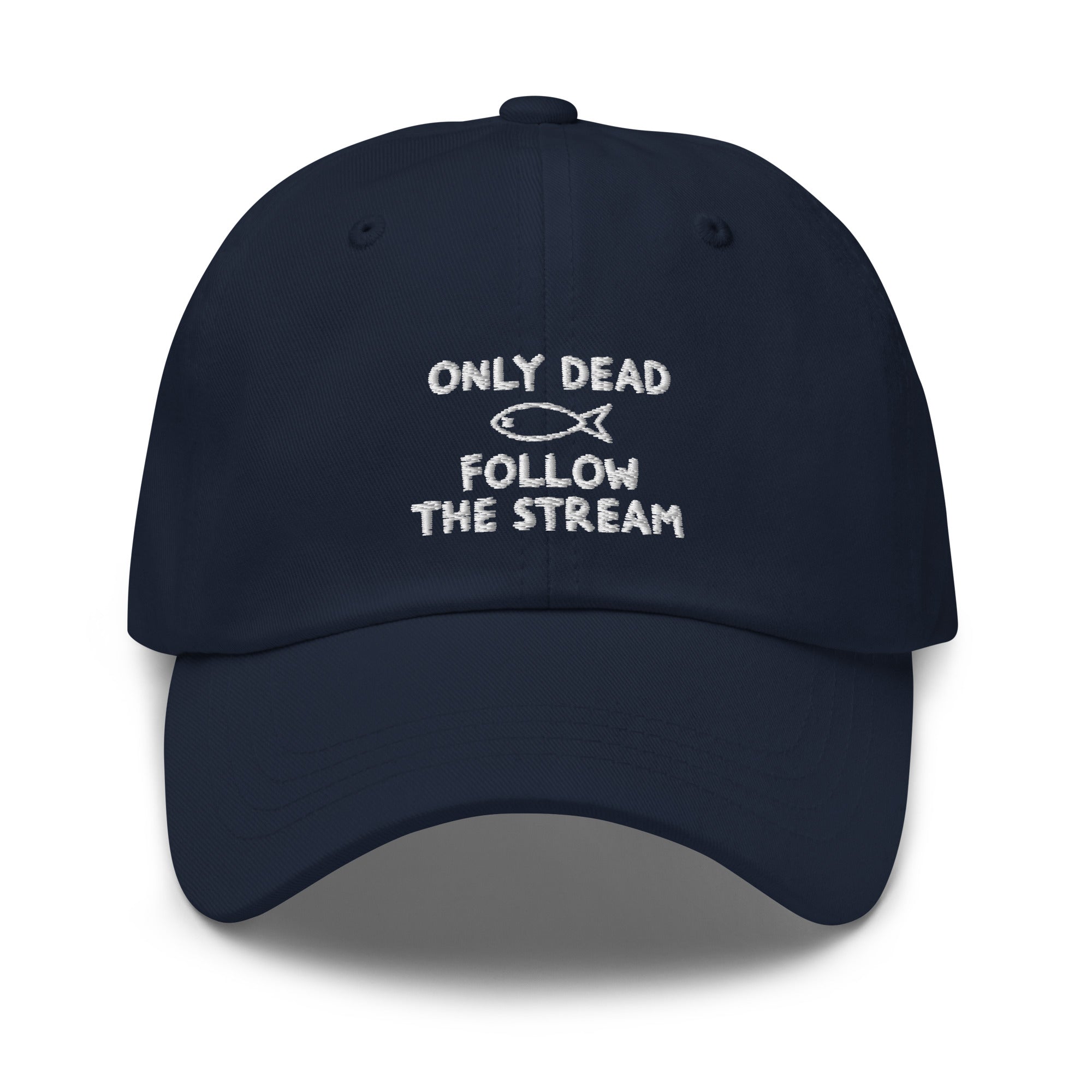 Sail & Doxie Boat Cap in Navy – Only Dead Fish Follow The Stream