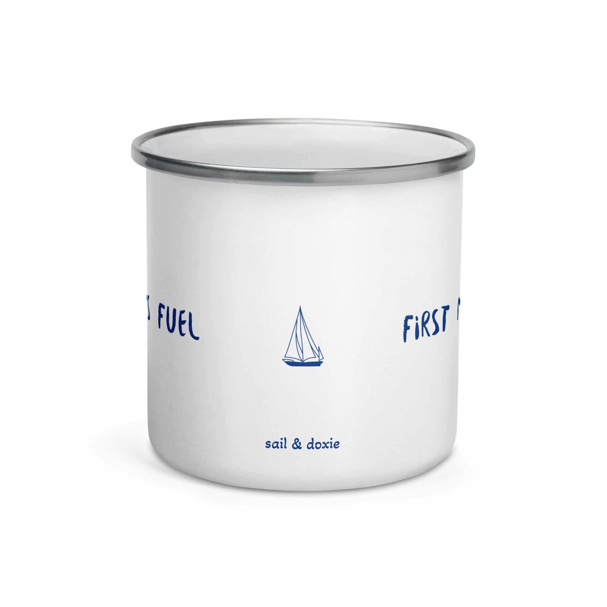 Sail & Doxie Enamel Mug – First Mate's Fuel