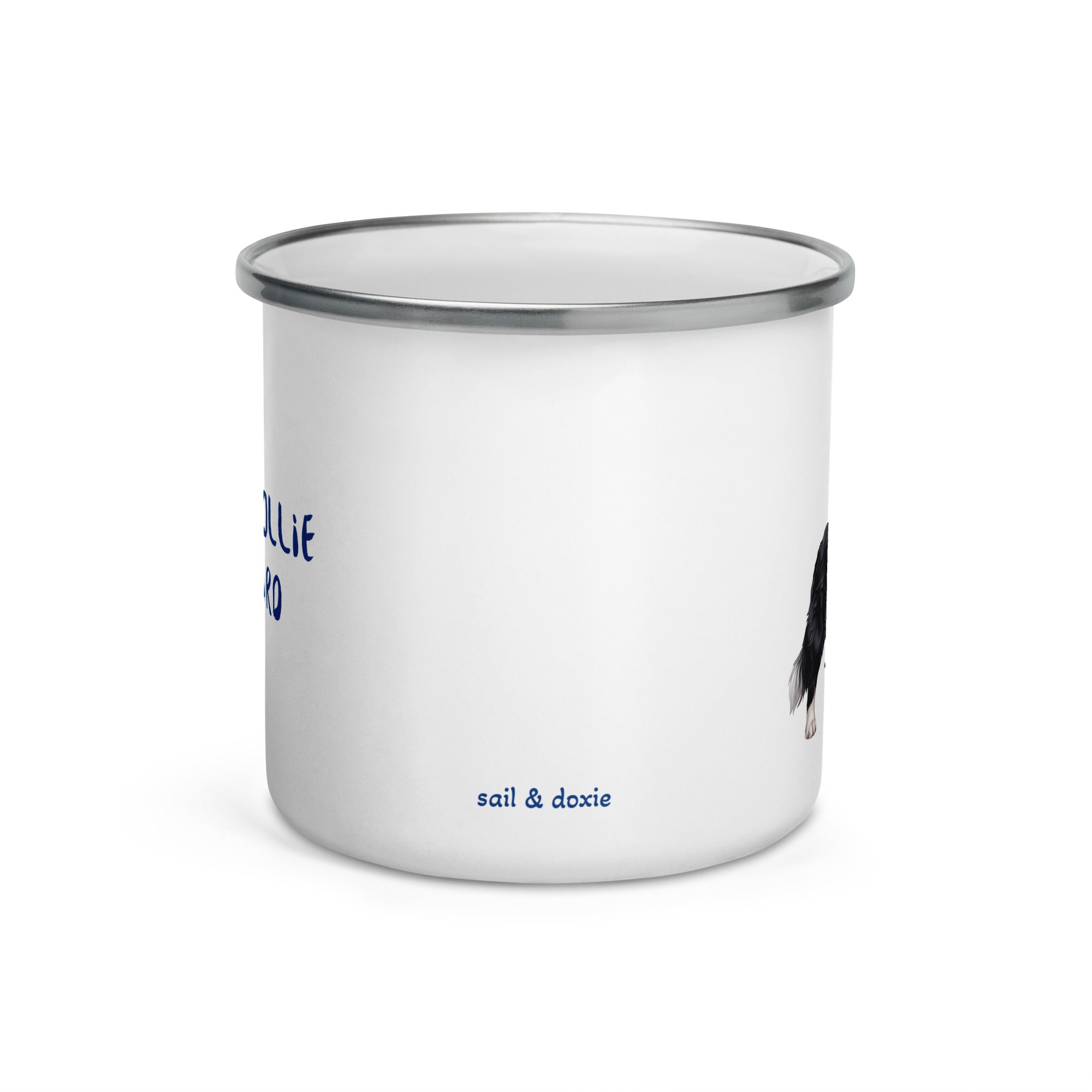 Sail & Doxie Enamel Mug – Border Collie On Board