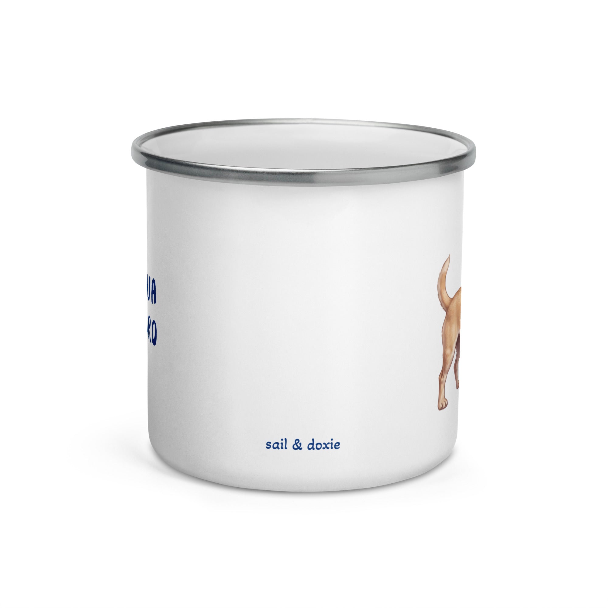 Sail & Doxie Enamel Mug – Chihuahua Shepherd On Board