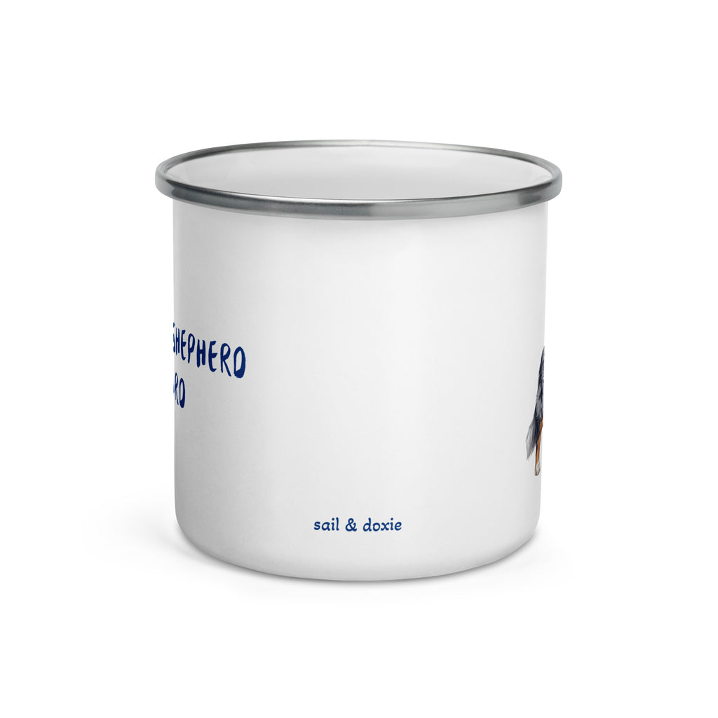 Sail & Doxie Enamel Mug – Australian Shepherd On Board