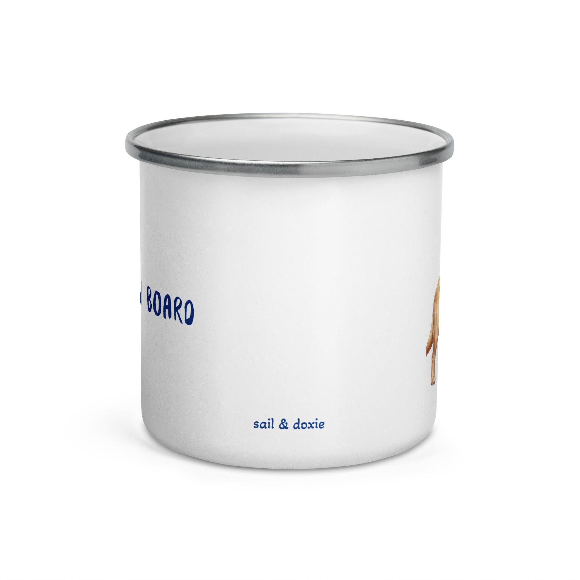 Sail & Doxie Enamel Mug – Labrador (Yellow) On Board