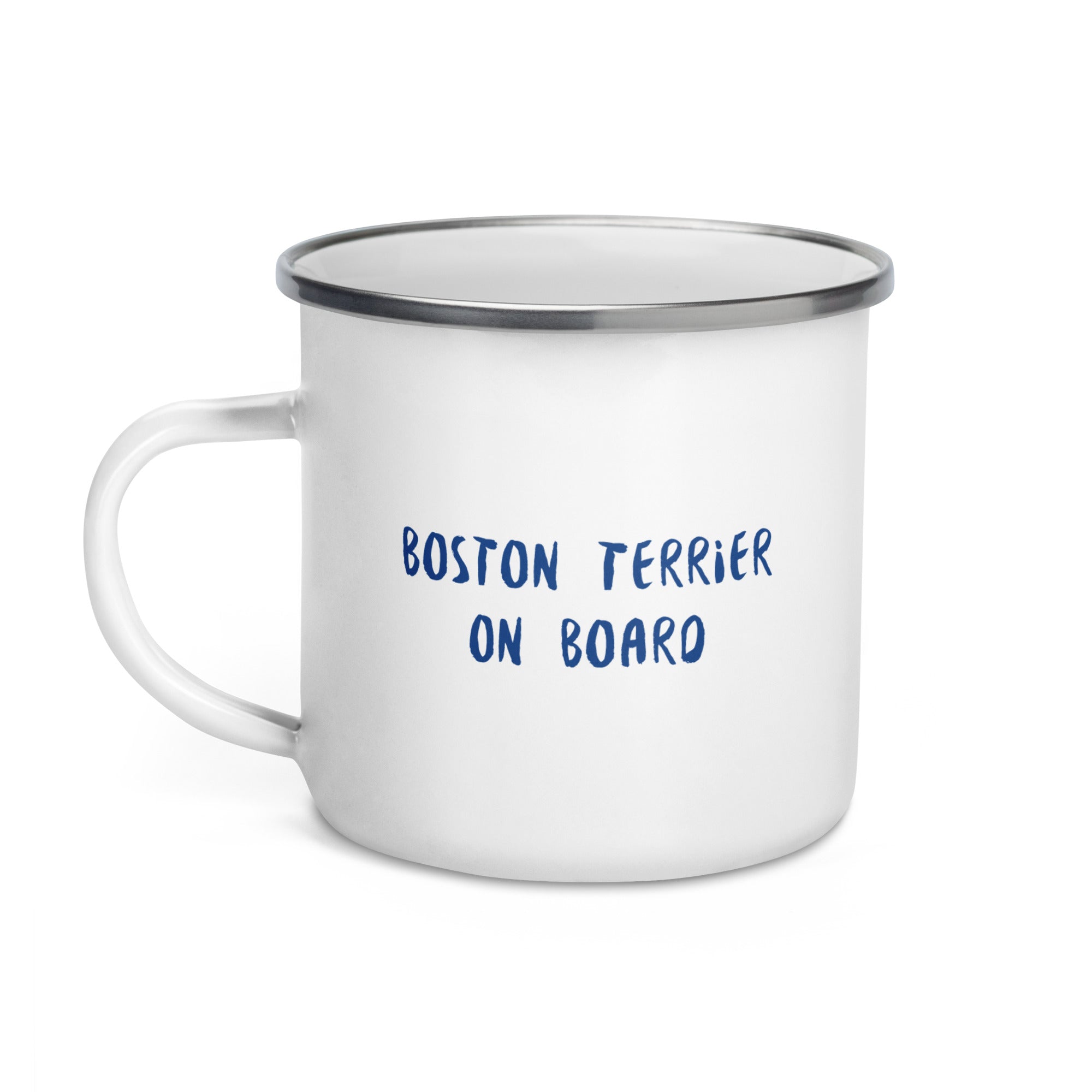Sail & Doxie Enamel Mug – Boston Terrier On Board
