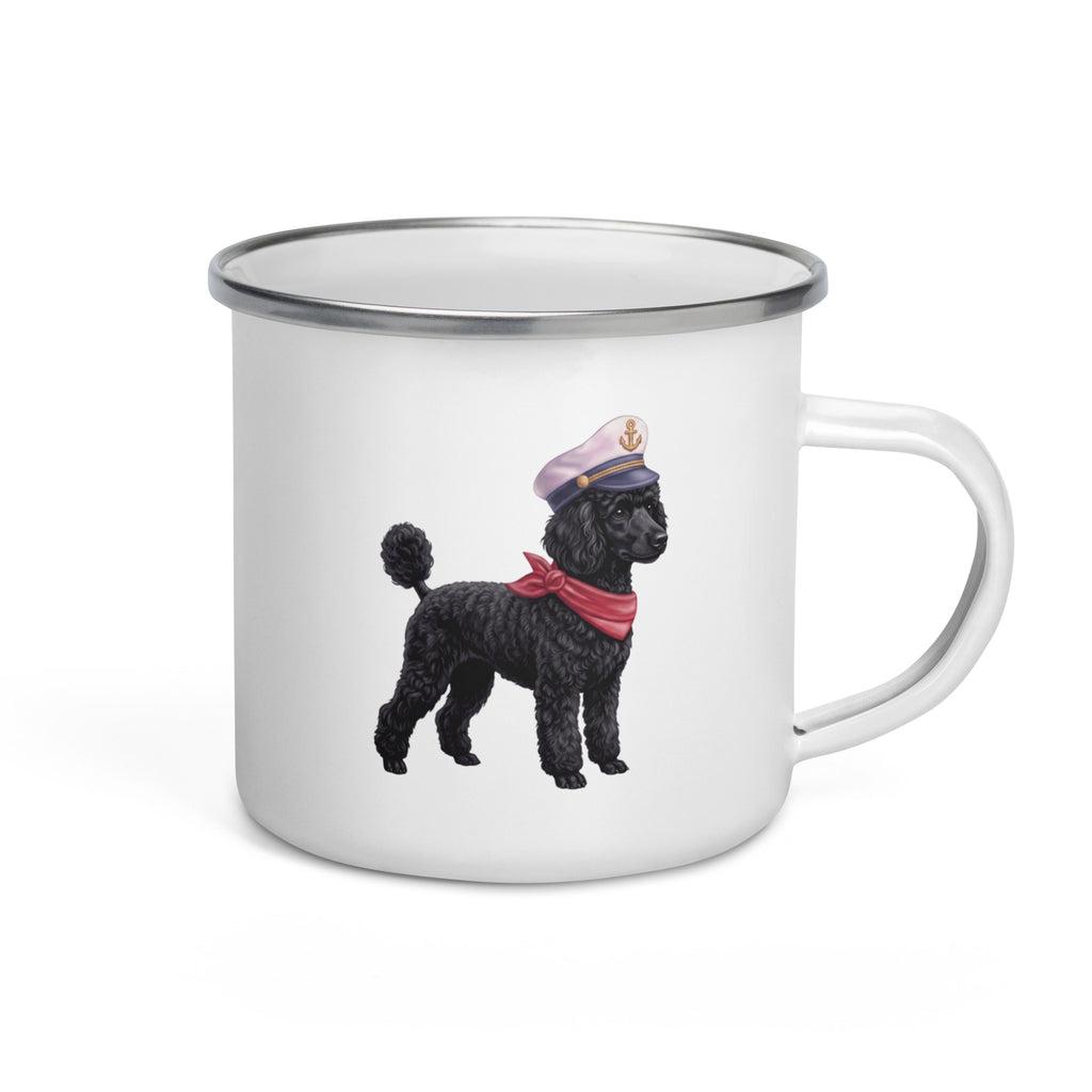 Sail & Doxie Enamel Mug – Poodle (Black) On Board