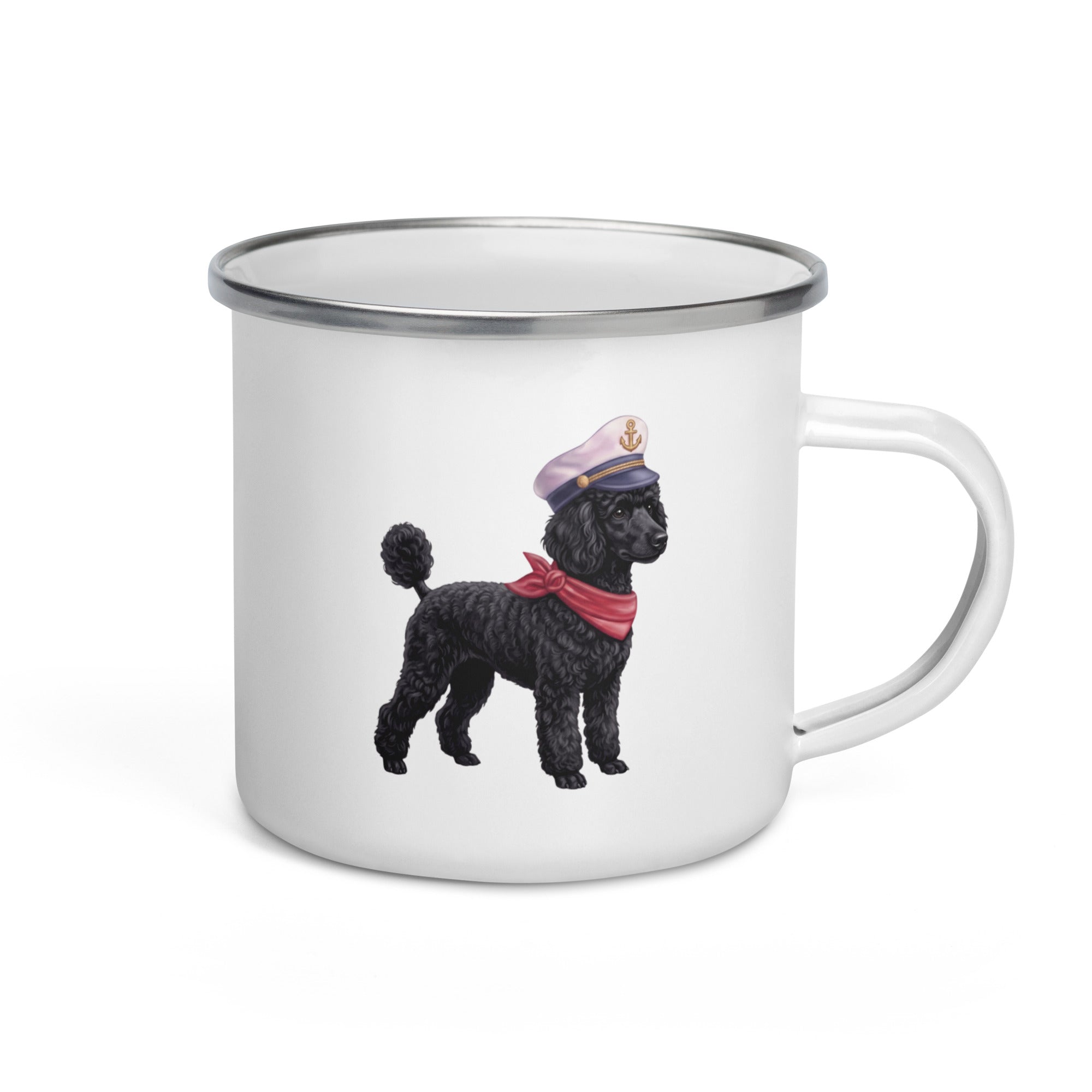 Sail & Doxie Enamel Mug – Poodle (Black) On Board