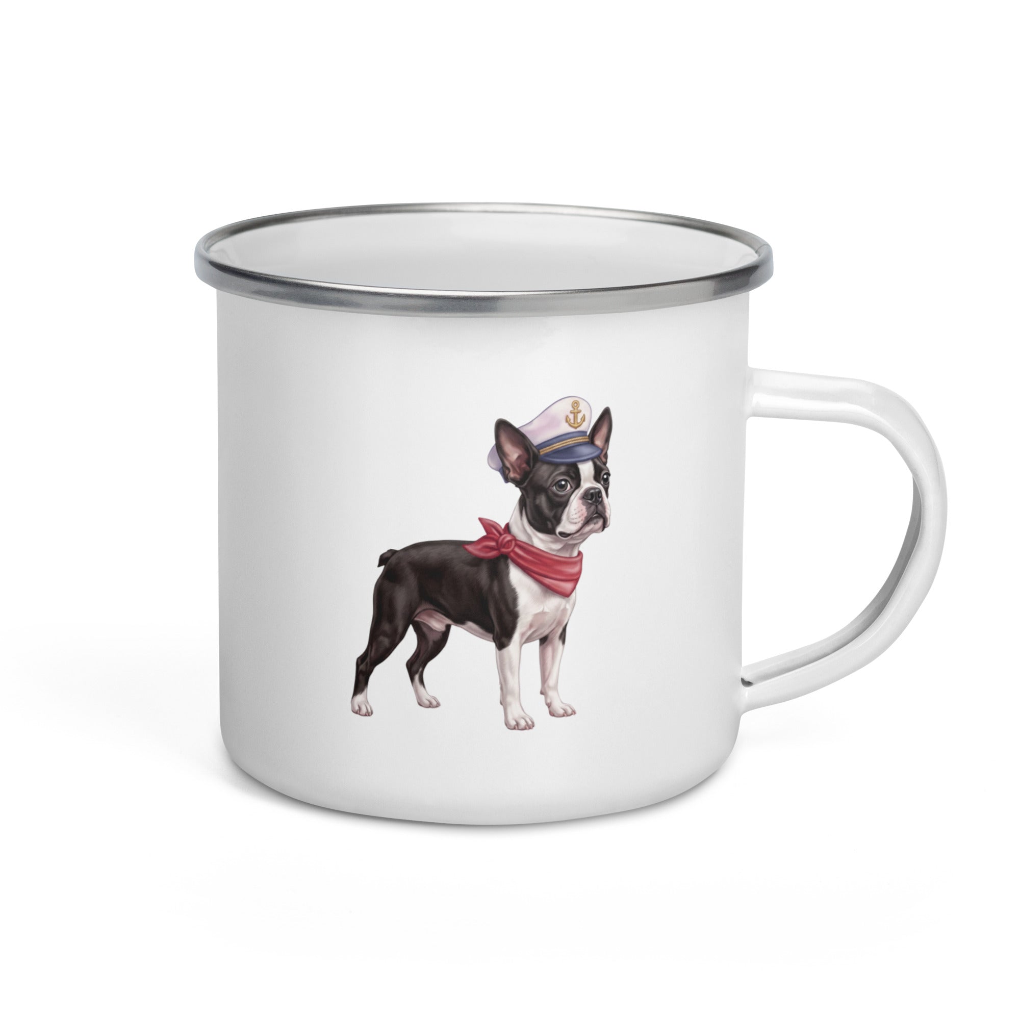 Sail & Doxie Enamel Mug – Boston Terrier On Board