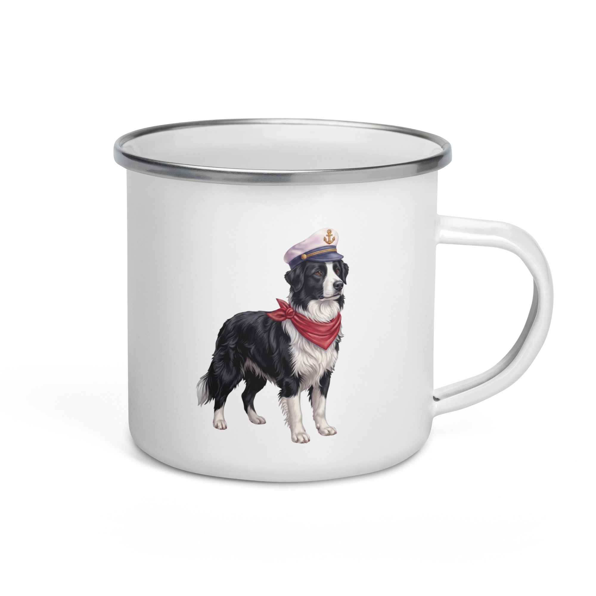 Sail & Doxie Enamel Mug – Border Collie On Board