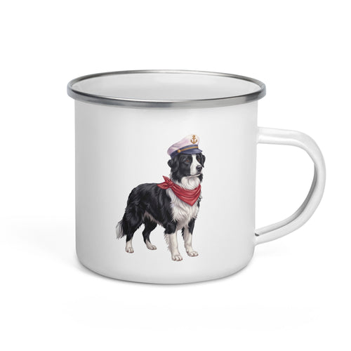 Sail & Doxie Enamel Mug – Border Collie On Board