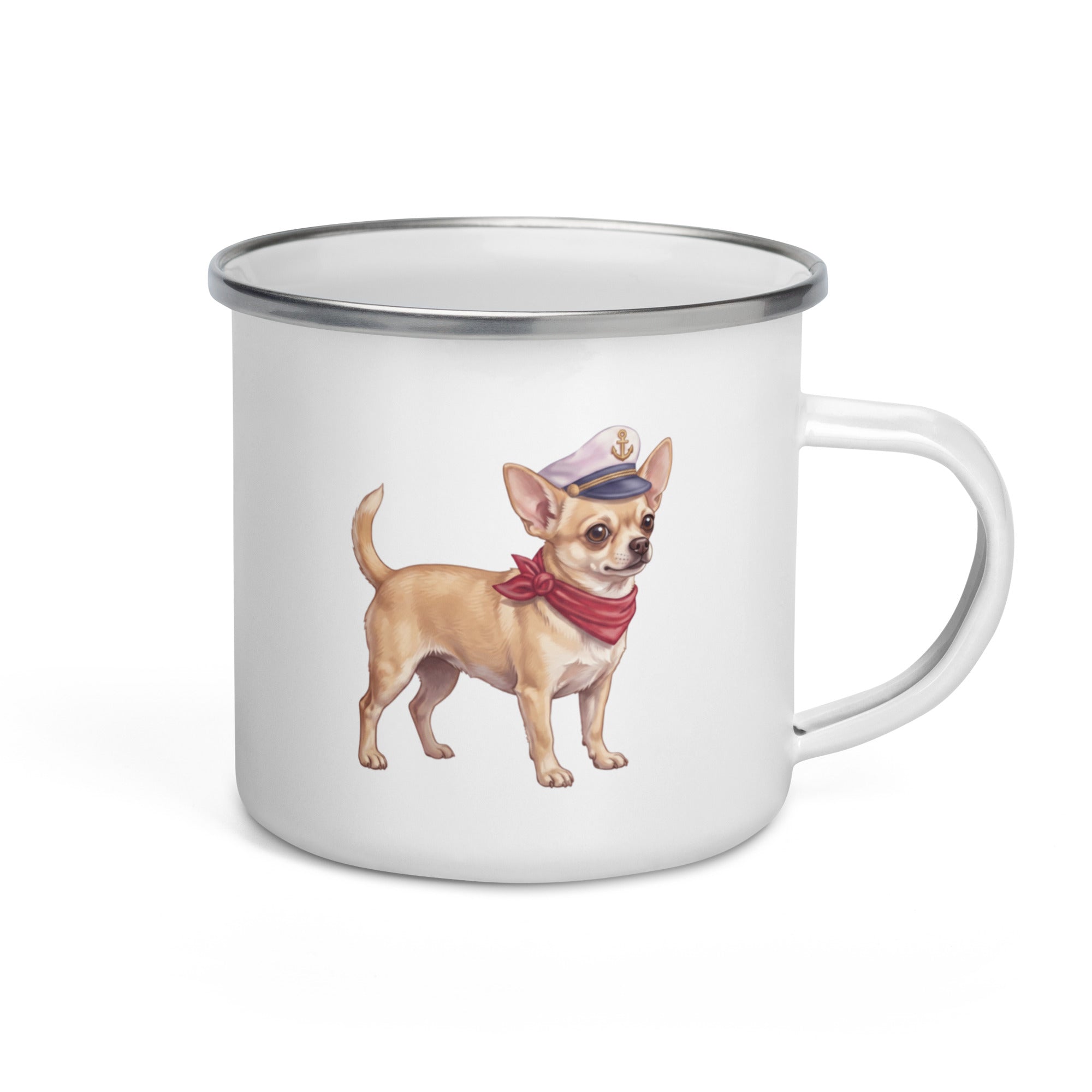 Sail & Doxie Enamel Mug – Chihuahua Shepherd On Board