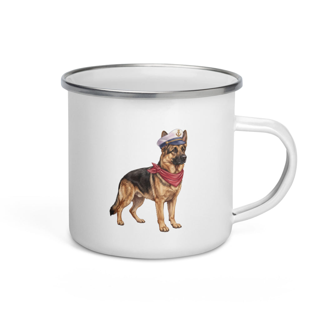 Sail & Doxie Enamel Mug – German Shepherd On Board