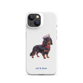 Sail & Doxie iPhone Case – Dachshund (long hair) with captain's hat on a white background